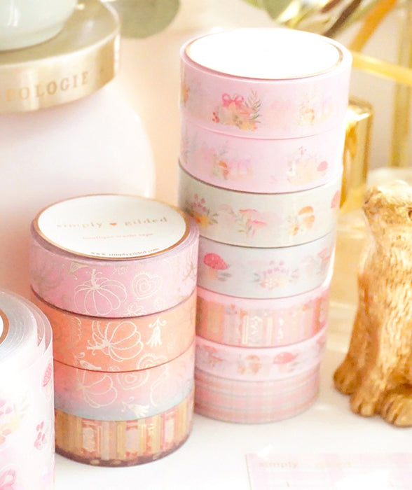 Autumn Blush foil washi tape set with warm neutral colour story