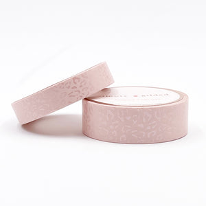 Chic pink tone-on-tone leopard washi set with pink pearl foil