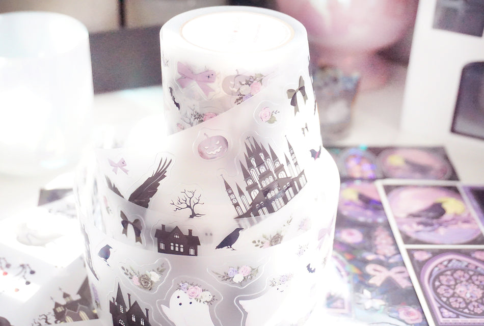 Translucent PET decorative tape layered over journal pages